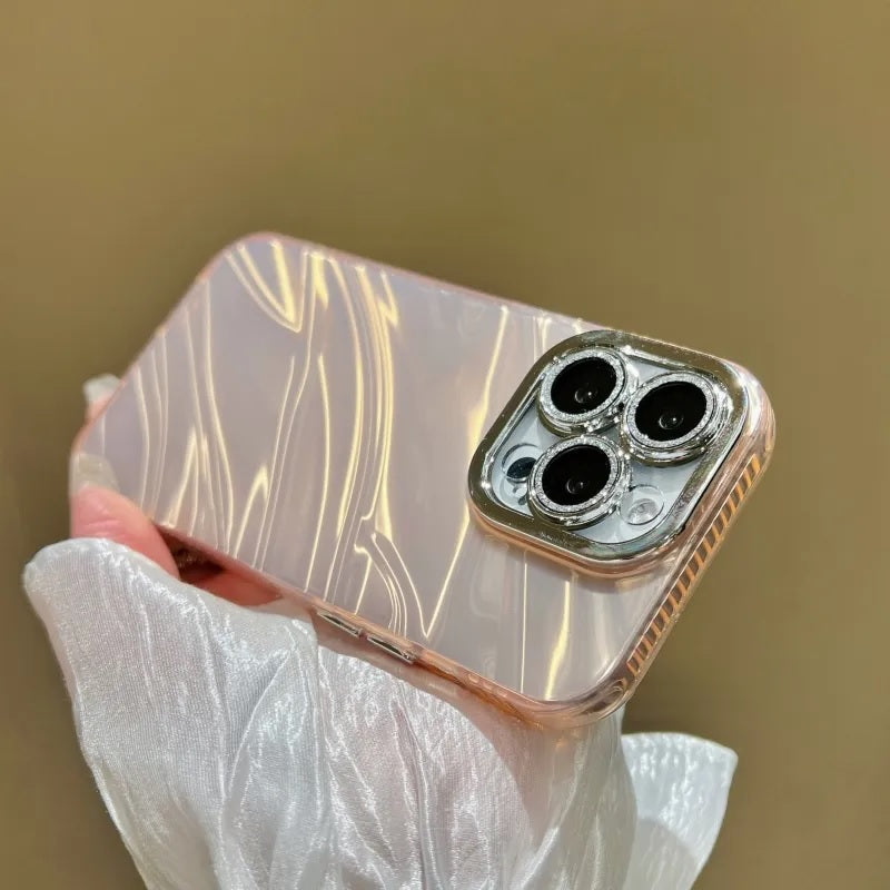 Hot Diamond Laser Gradient Glitter Camera Lens Protection Colorful Phone Shell Rose Gold Case